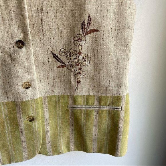 Vintage 3-piece Skirt Suit Set Jacket Vest Linen Silk Blend Medium Work Mini EUC - Picture 10 of 14